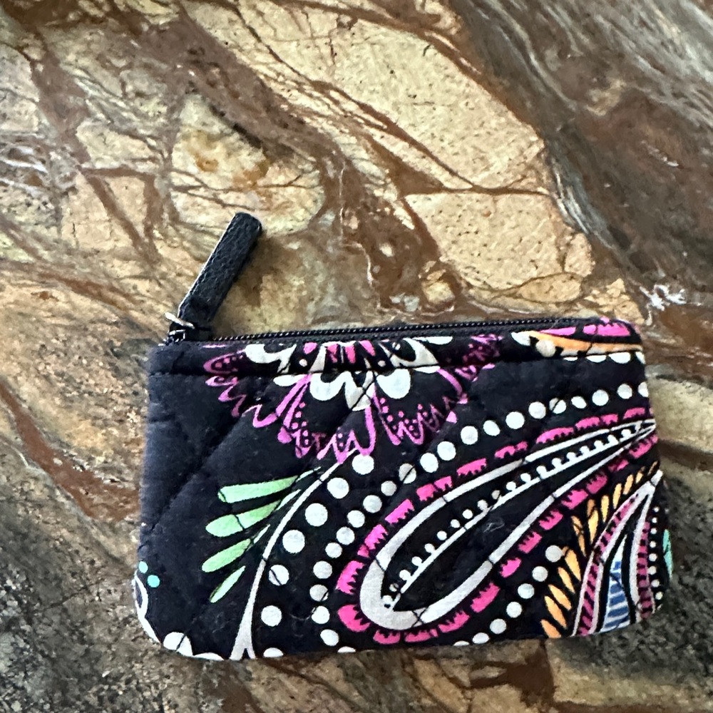 Vera Bradley Floral Black Quilted Women's zippered pouch/wallet